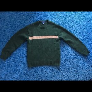 J. Crew green sweater with tan stripe